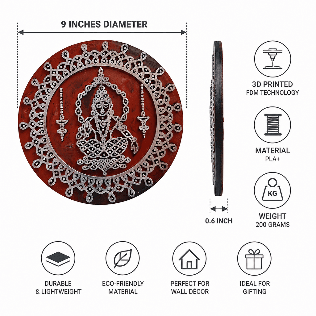 Ayyappa Swamy Wall Decor | Traditional Kolam Design with Divine Artwork | 9 Inch Round Wall Hanging alternate view