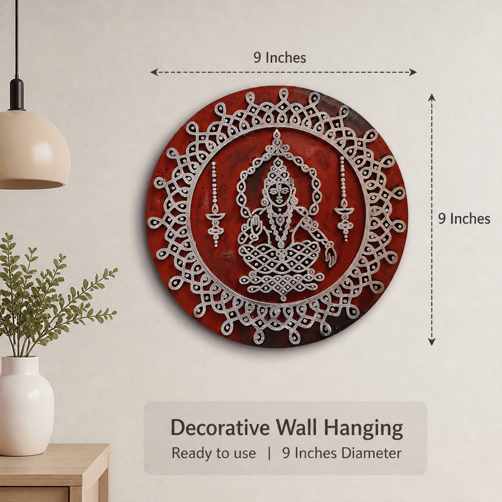 Ayyappa Swamy Wall Decor | Traditional Kolam Design with Divine Artwork | 9 Inch Round Wall Hanging view 3
